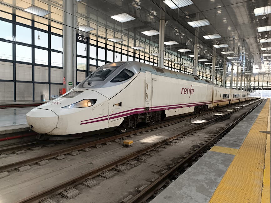 Modern Renfe train at Cádiz station in Andalusia, Spain